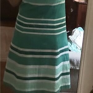 Ann Taylor Green and White A-Line Dress with side zipper - fully lined